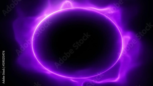 Purple neon light motion animation with round shapes on dark background, 4k resolution footage, ai generated