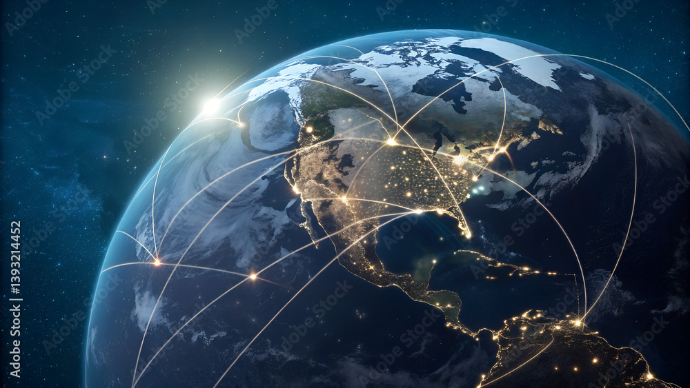 Obraz premium technology landscape Global Digital Network