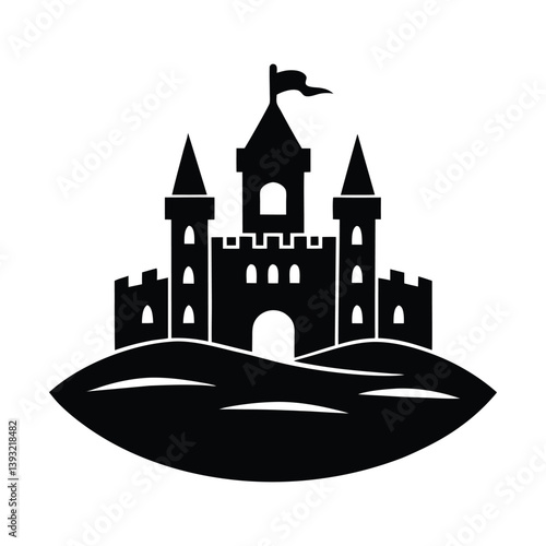 Sandcastle vector silhouette on white background