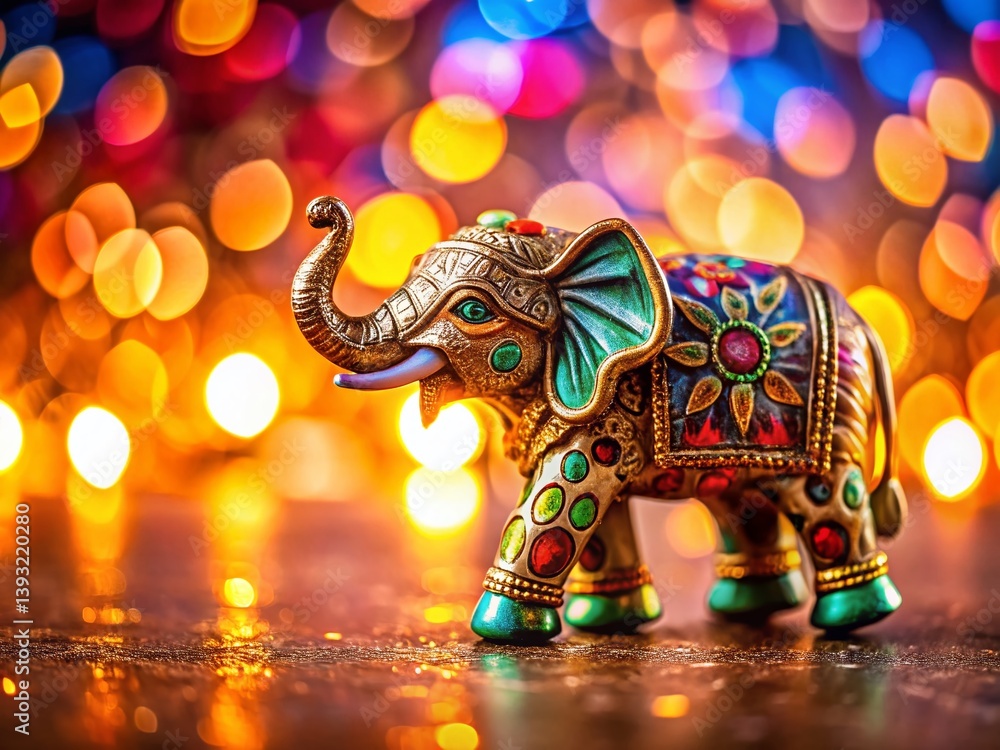 Fototapeta premium Intricate Miniature Metal Elephant Sculpture A TiltShift Masterpiece of Artistic Metalwork Detailed CloseUp