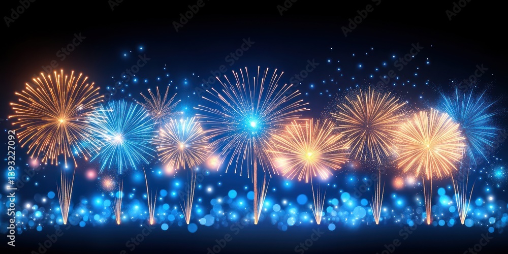 Obraz premium Festive Fireworks Display Illuminating Night Sky