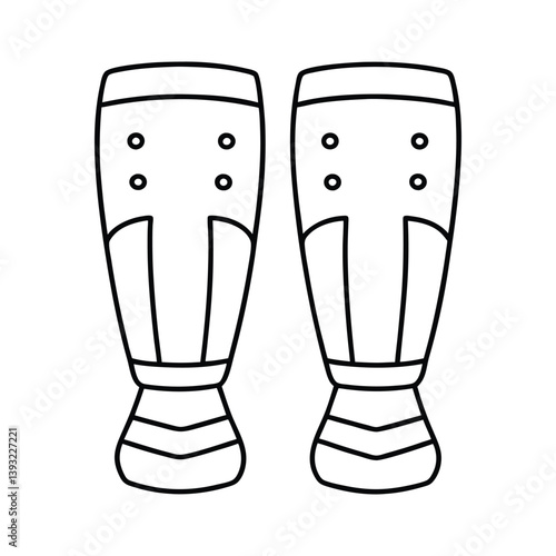 Minimalist Soccer Shin Guard Outline Vector Illustration for Sports and Footwear
