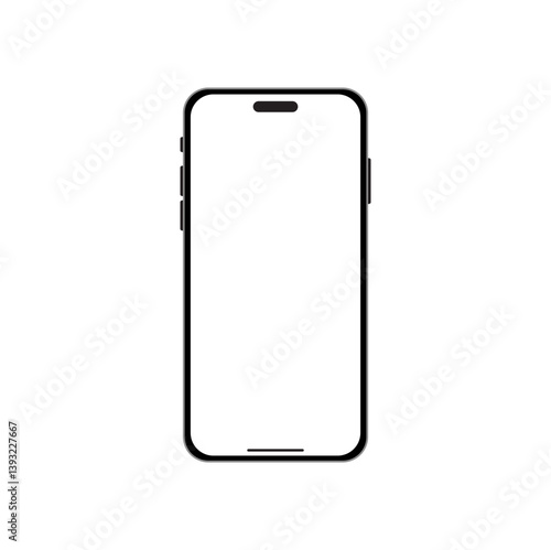 Smartphone mockup with blank screen. Mobile phone mockup front view.