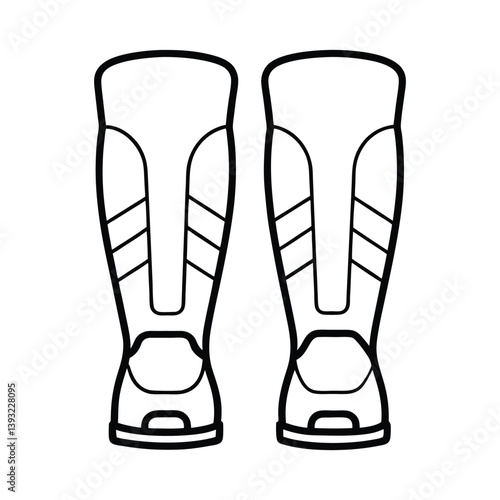 Minimalist Soccer Shin Guard Outline Vector Illustration for Sports and Footwear
