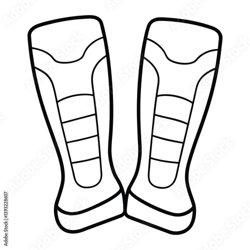 Minimalist Soccer Shin Guard Outline Vector Illustration for Sports and Footwear
