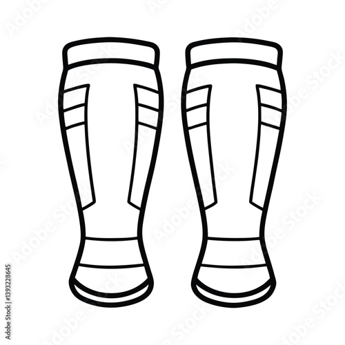 Minimalist Soccer Shin Guard Outline Vector Illustration for Sports and Footwear
