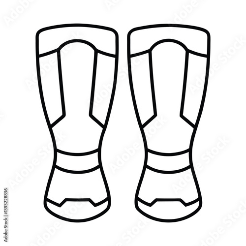 Minimalist Soccer Shin Guard Outline Vector Illustration for Sports and Footwear
