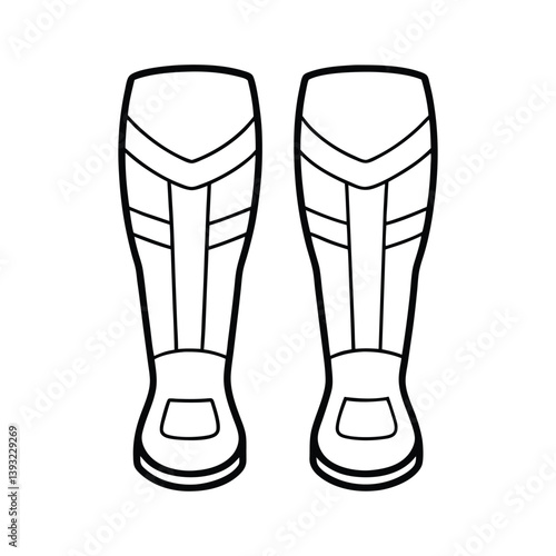 Minimalist Soccer Shin Guard Outline Vector Illustration for Sports and Footwear
