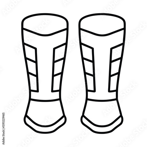 Minimalist Soccer Shin Guard Outline Vector Illustration for Sports and Footwear
