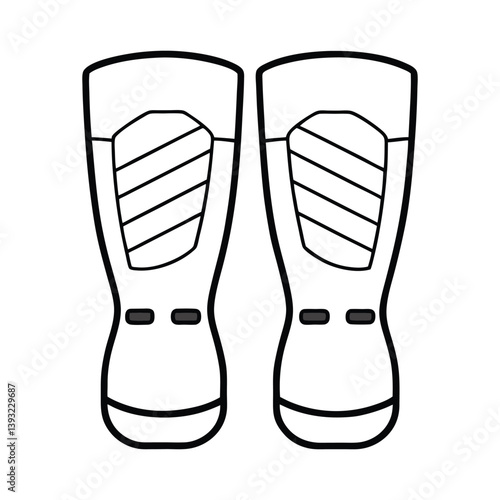 Minimalist Soccer Shin Guard Outline Vector Illustration for Sports and Footwear
