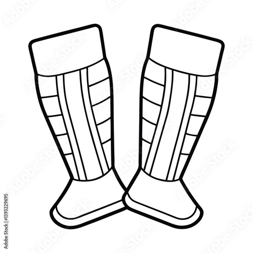 Minimalist Soccer Shin Guard Outline Vector Illustration for Sports and Footwear
