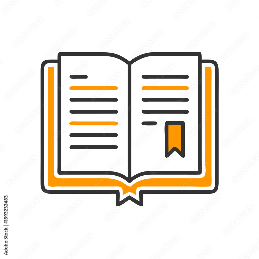 Open Book with Bookmark Illustration Open Book with Bookmark Illustration