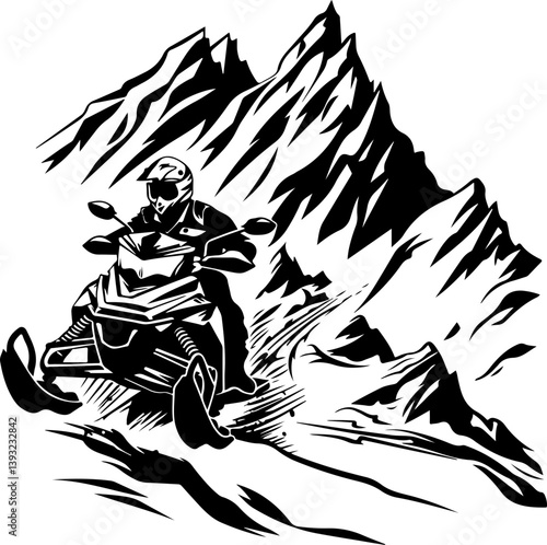 Snowmobile, bike, vector, motorcycle, illustration, sport, bicycle, biker, cartoon, silhouette, drawing, sketch, motorbike, extreme, motocross, speed, bmx, sports, people, men, motor, art, cycling, bl