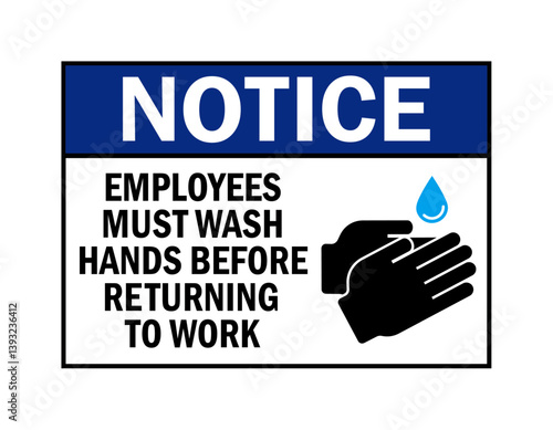 Notice Employees Must Wash Hands Before Returning to Work Sign with Handwashing Symbol