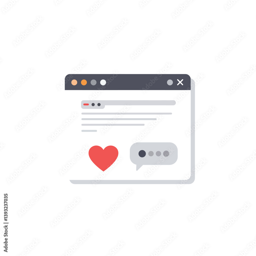 Chat interface design featuring heart icon in flat style vector art Chat interface design featuring heart icon in flat style vector art