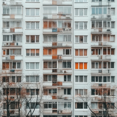 Obraz na płótnie view of a giant high-rise apartment building w salonie