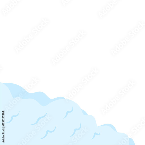 Snow avalanche slides down. Vector illustration.