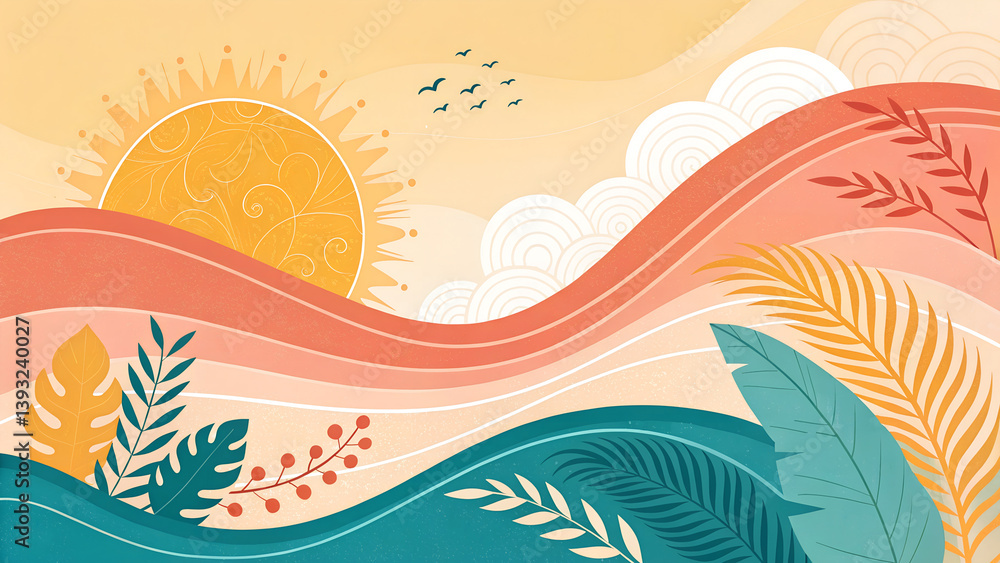 Obraz premium Tropical Beach Summer Paradise Pattern