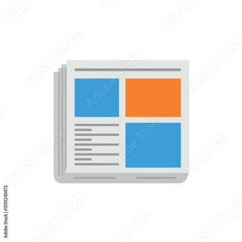 Newspaper layout design with flat colors and modern style in vector art