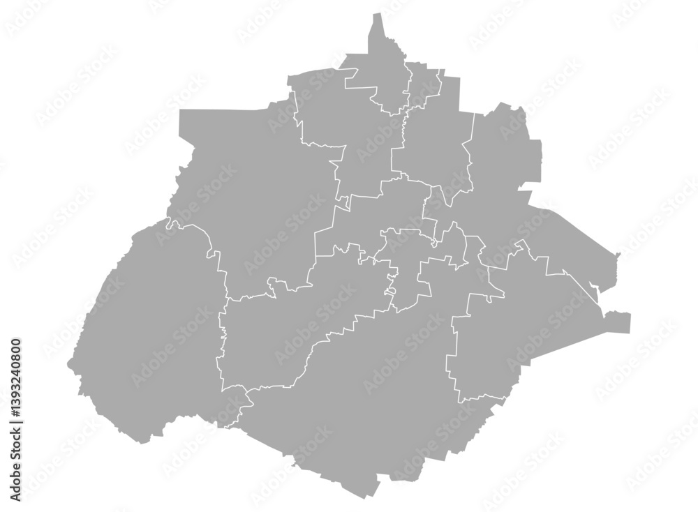 Fototapeta premium Educational and graphic map of the State of Aguascalientes in Mexico, with political division of the municipalities, for infographic or illustration