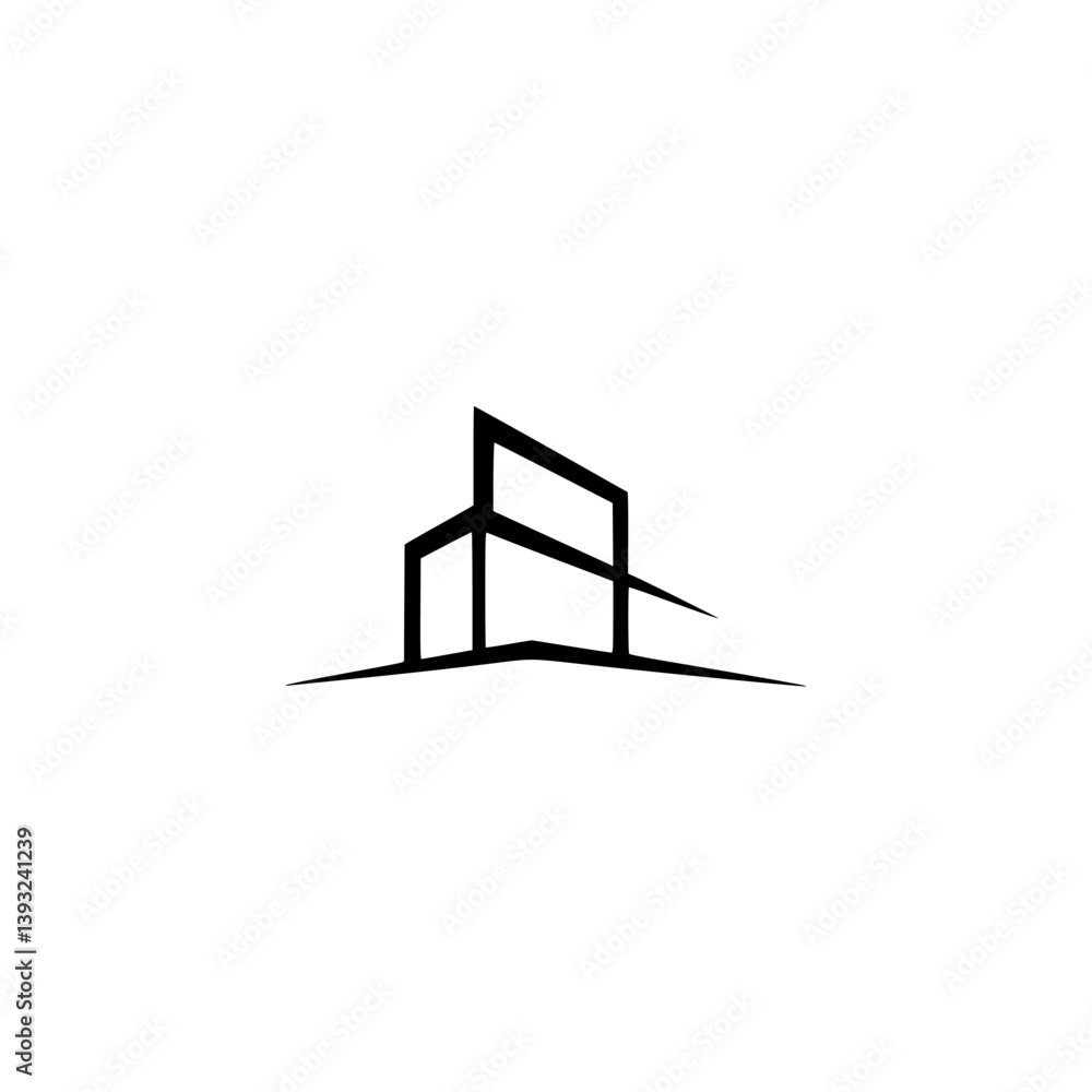 Minimalist Architectural Logo: Modern Building Icon in Black & White Minimalist Architectural Logo: Modern Building Icon in Black & White