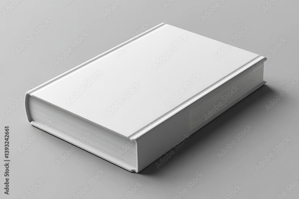 Blank White Book Mockup on Gray Background Perfect for Cover Design and Branding Presentations High Angle View : Generative AI Blank White Book Mockup on Gray Background Perfect for Cover Design and Branding Presentations High Angle View : Generative AI