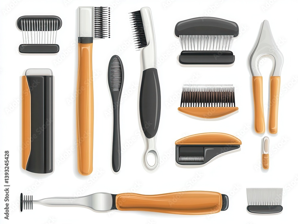 Men's grooming kit for barbers, isolated against white background. Men's grooming kit for barbers, isolated against white background.