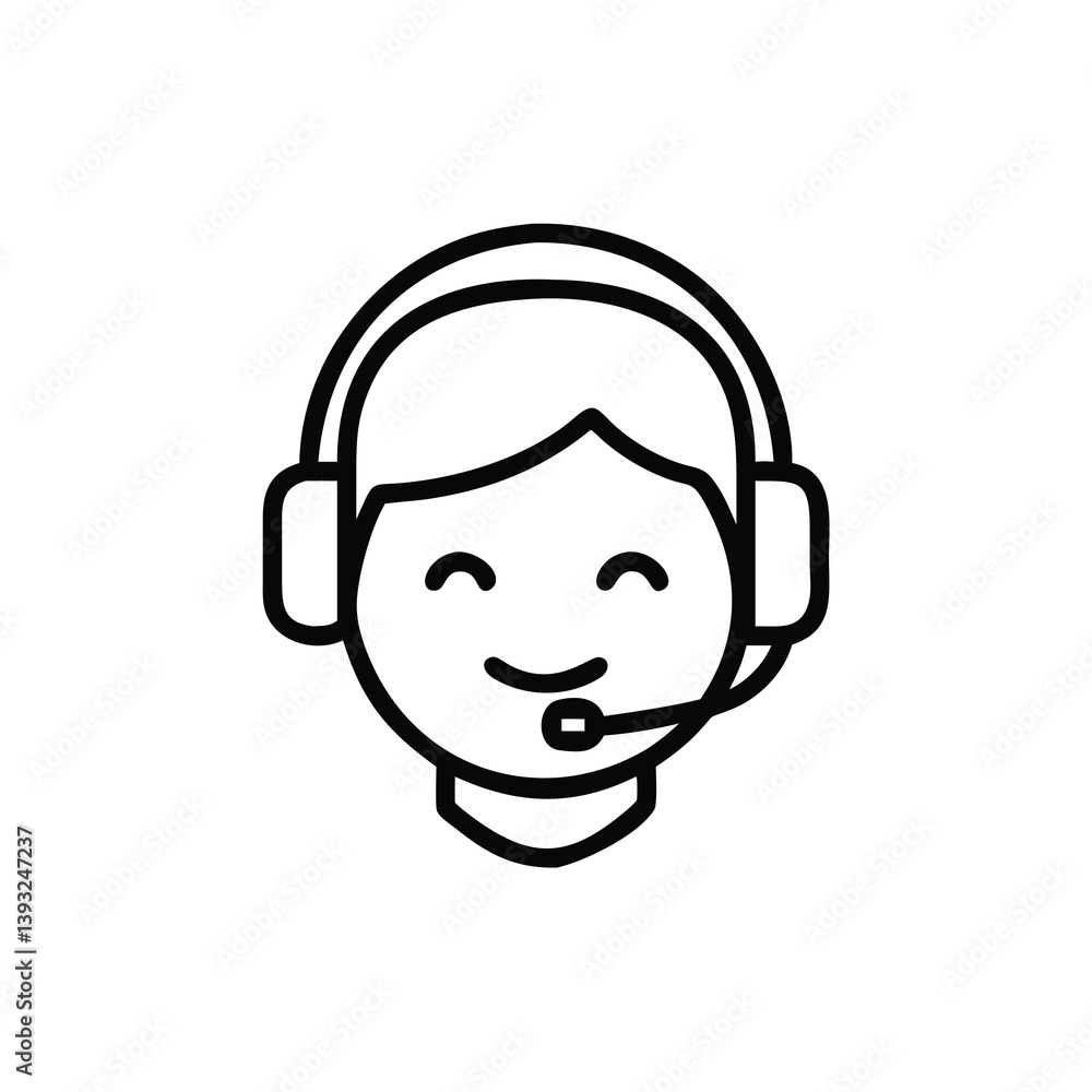 Smiling Customer Service Representative Icon Call Center Support Employee Line Art Smiling Customer Service Representative Icon Call Center Support Employee Line Art