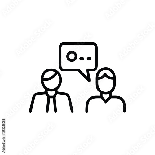 Two People Having A Conversation Communication Concept In Line Art Style