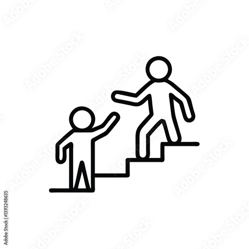 Helping Hand Ascending Stairs Simple Line Art Illustration Of Mentorship