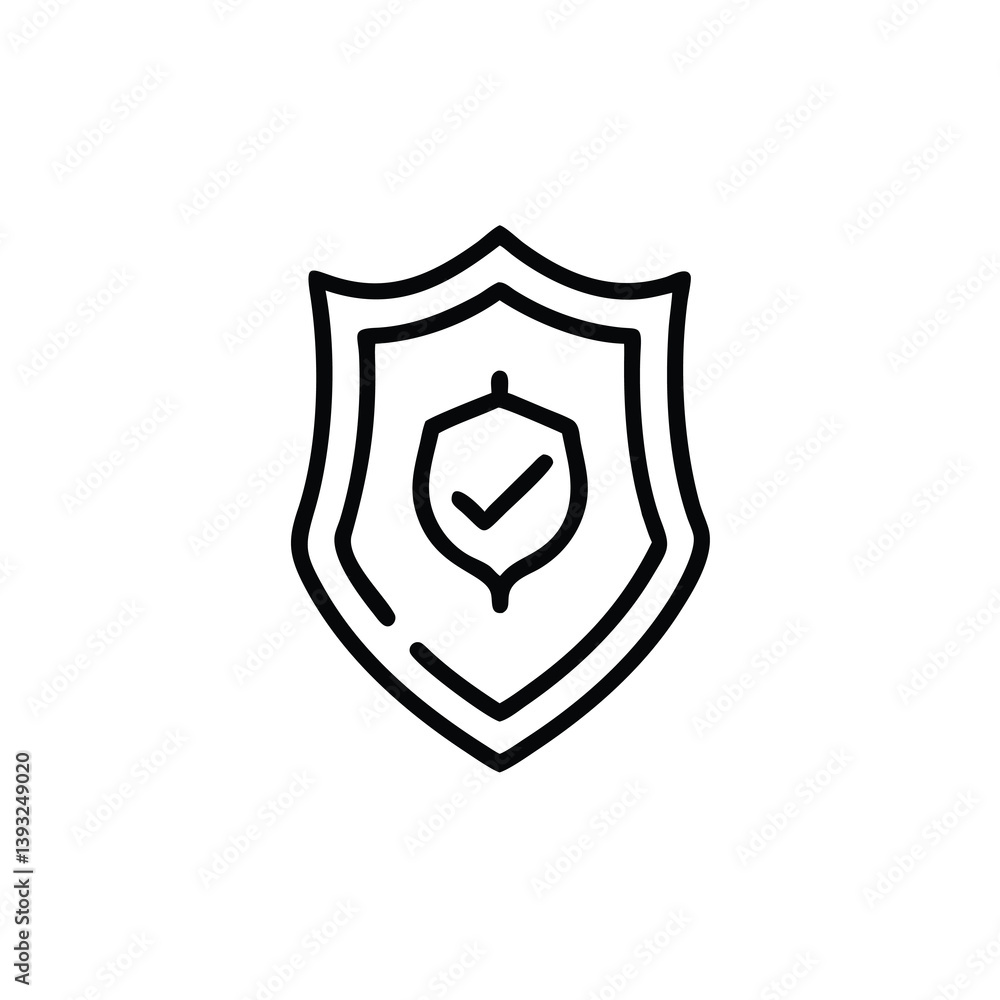 Security Shield Icon For Protection And Approved Safety Black And White Style Security Shield Icon For Protection And Approved Safety Black And White Style