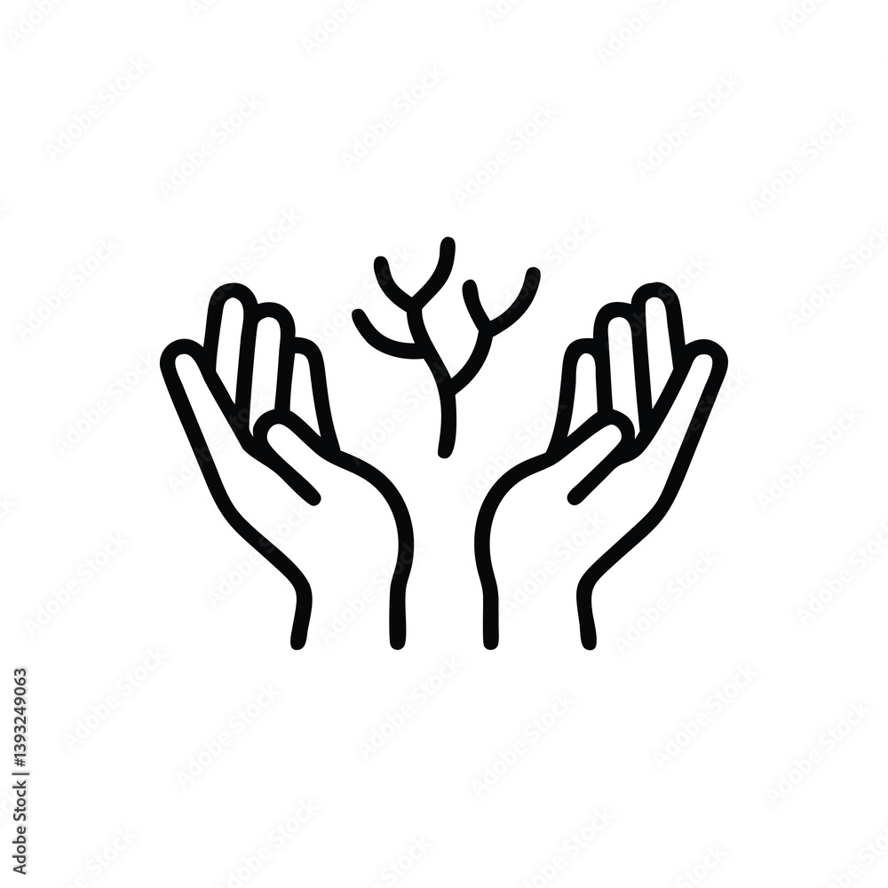 Hands Holding A Young Tree Seedling Conceptual Icon Nature Conservation Hands Holding A Young Tree Seedling Conceptual Icon Nature Conservation