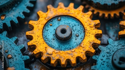 Close-up of interconnected gears