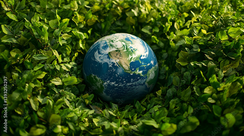 Earth nestled in green foliage Earth nestled in green foliage