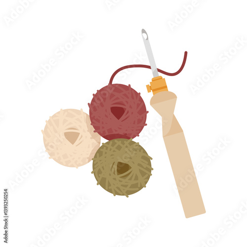 Punch needle embroidery tool and skeins of yarn