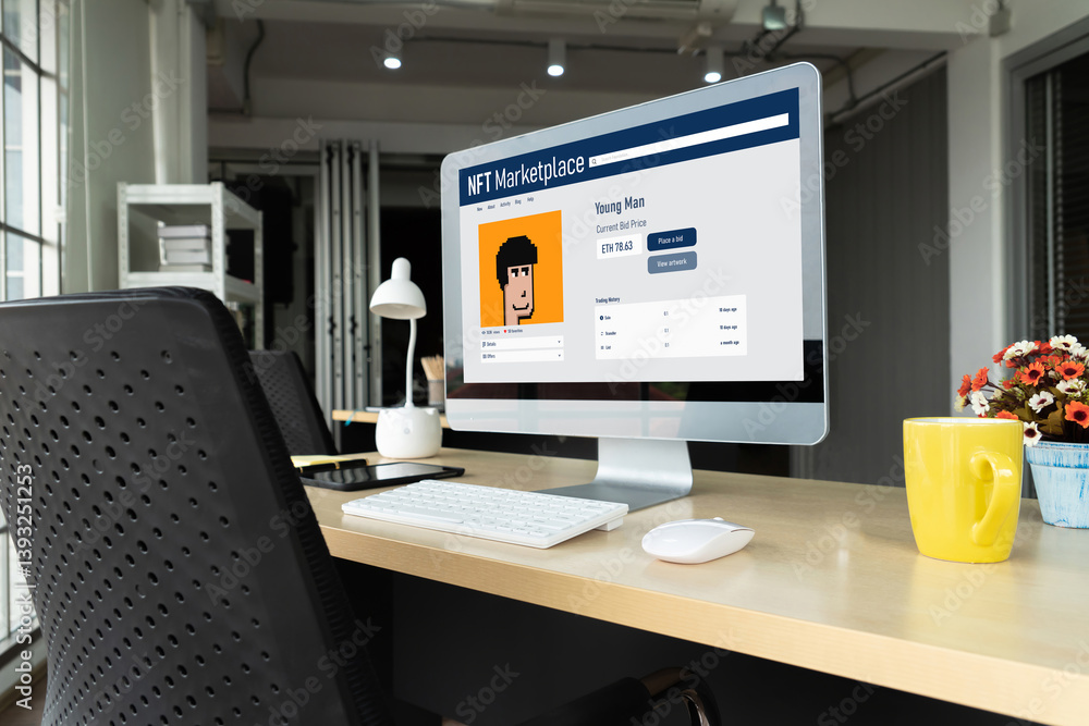 Obraz premium NFT marketplace provide modish sale channel for digital artist to sell their works online on the internet network