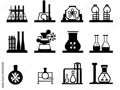 Collection of Chemical plants vector icons, Chemical plants vector images