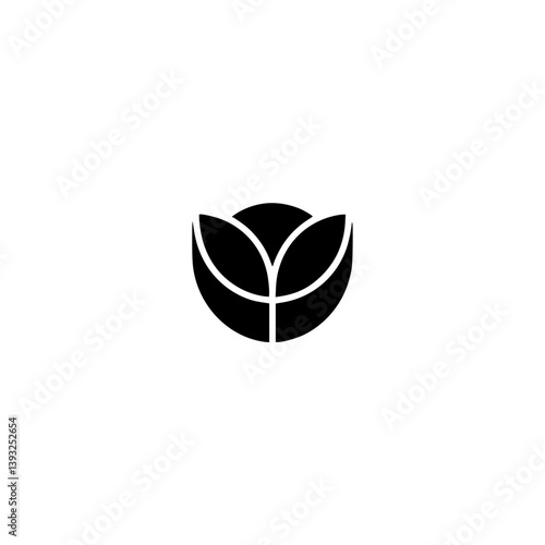 Obraz na płótnie Minimalist Black Flower Logo on White Background: Branding Element w salonie