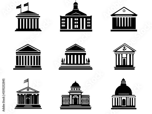 Collection of Government buildings vector icons, Government buildings vector images