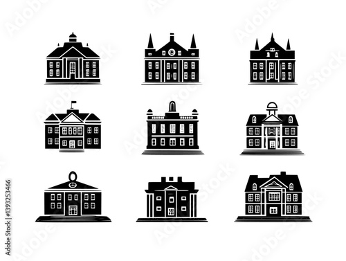 Collection of Residential institutions vector icons, Residential institutions vector images