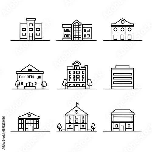 Collection of Residential institutions vector icons, Residential institutions vector images