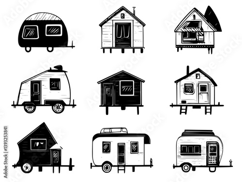 Collection of Tiny houses vector icons, Tiny houses vector images