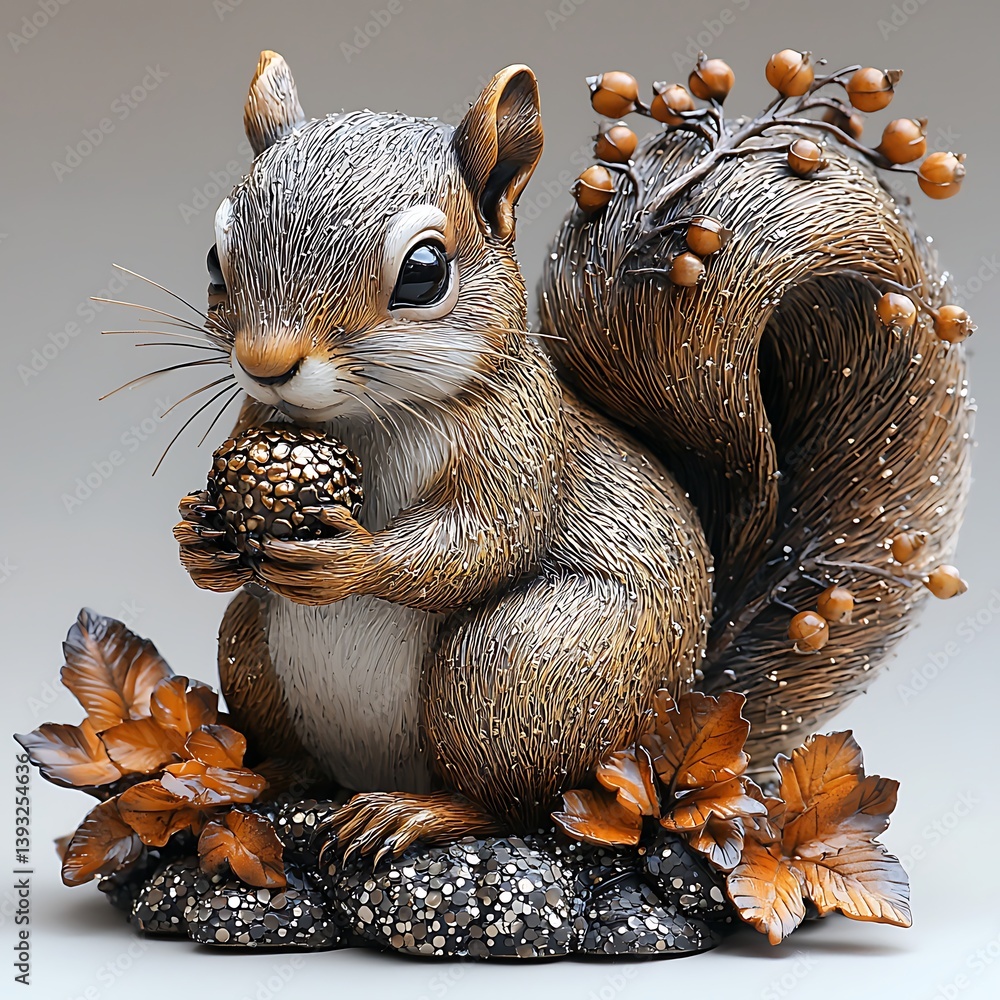 Obraz premium Autumn jewel squirrel sitting calmly high resolution photo