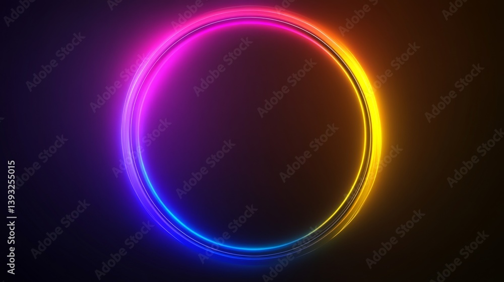 Colorful neon circle with radiant gradient light effect for modern design Colorful neon circle with radiant gradient light effect for modern design