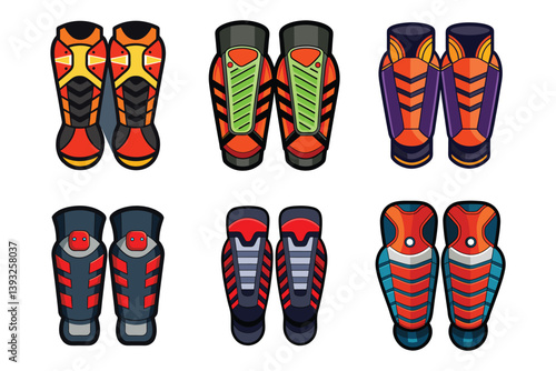 Collection of Soccer Shin Guard Vector Illustration on white background
