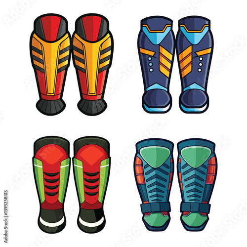 Collection of Soccer Shin Guard Vector Illustration on white background

