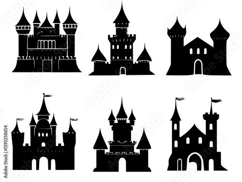 Collection of Chateaus vector icons, Chateaus vector illustrations