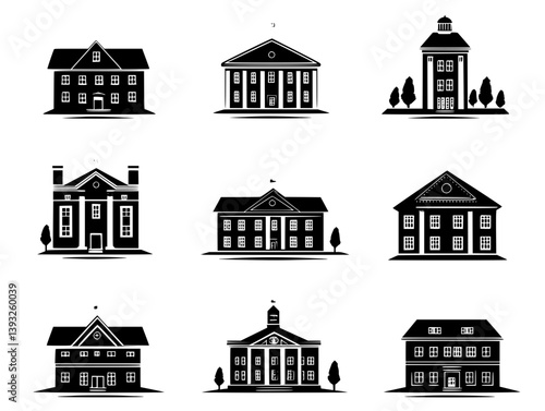 Collection of Residential institutions vector icons, Residential institutions vector illustrations