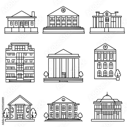 Collection of Residential institutions vector icons, Residential institutions vector illustrations