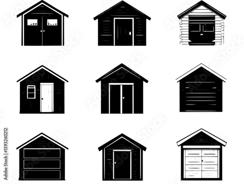Collection of Sheds vector icons, Sheds vector illustrations